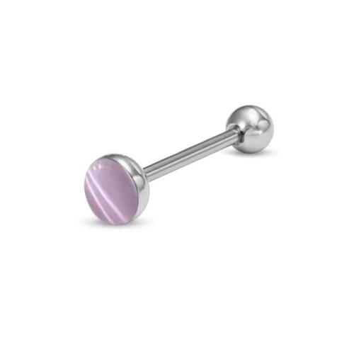 Aço inoxidável 304 piercing para língua, with Pedra olho de gato, Roda, unissex & esmalte, Mais cores pare escolha, 16mm, vendido por PC