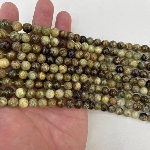 Naturelles perles grenats, grenat, Rond, DIY & normes différentes pour le choix, vert, Vendu par brin