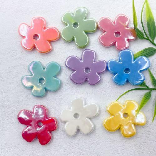 Porcelain Jewelry Beads Flower colorful plated DIY 36mm Approx 4mm Approx Sold By Bag