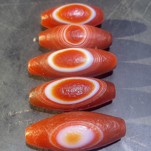 Naturlige tibetanske Agate Dzi Beads, Red Agate, du kan DIY, rød, about:16u00d735-40mm, Solgt af PC