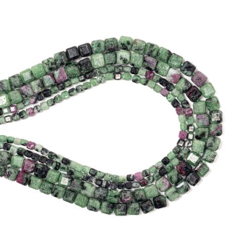 Gemstone šperky Korálky, Ruby v Zoisite, Náměstí, DIY & různé velikosti pro výběr, zelený, Prodáno za Cca 38 cm Strand