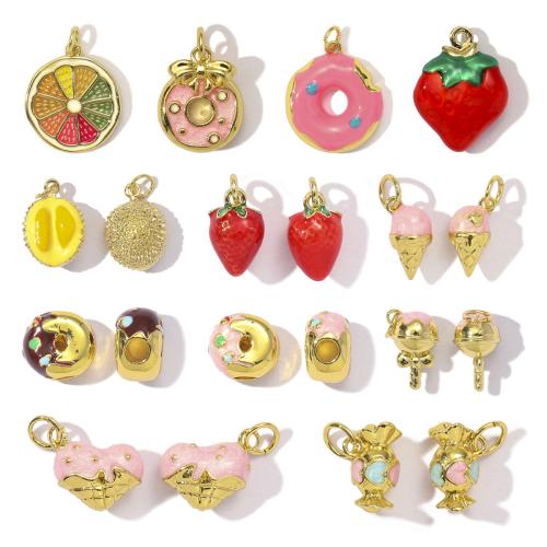 Brass Jewelry Pendants gold color plated DIY & enamel nickel lead & cadmium free Sold By Bag