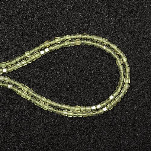 Dragi kamen perle Nakit, Peridot kamena, Trg, možete DIY, zelen, 2.50x2.50mm, Prodano Per Približno 38 cm Strand