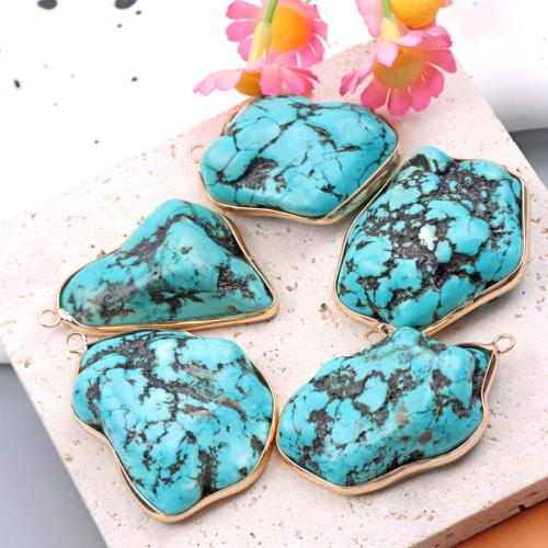 Turquoise Pendant irregular gold color plated DIY Sold By PC