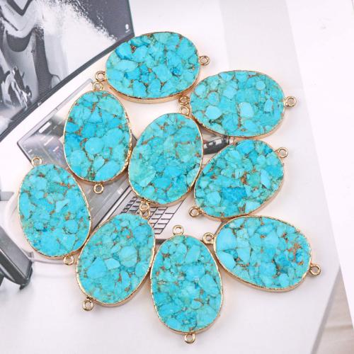 turquoise connecteur, Placage de couleur d'or, DIY & boucle de 1/1, Size: Length about 35- width about 25mm, Vendu par PC