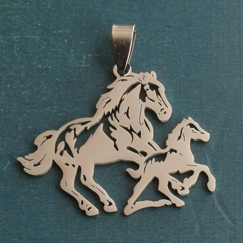 Titanium Steel Pendants Horse polished DIY Sold By Bag