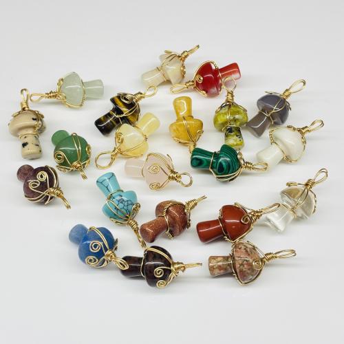 Gemstone Pendants Jewelry Natural Stone mushroom DIY Sold By PC