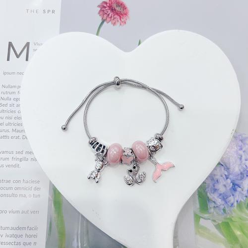 European Bracelet Zinc Alloy with 304 Stainless Steel Chain & Resin Adjustable & fashion jewelry & for woman platinum color Length Approx 16-26 cm Sold By PC