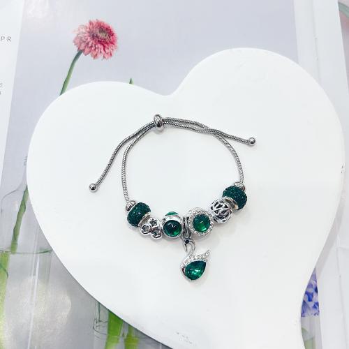 European Bracelet Zinc Alloy with 304 Stainless Steel Chain & Resin Adjustable & fashion jewelry & for woman platinum color Length Approx 16-26 cm Sold By PC