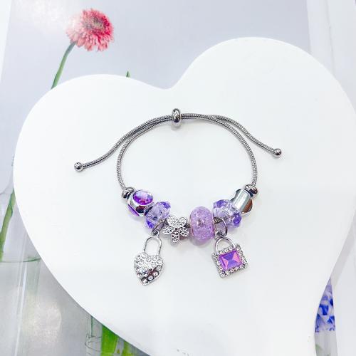 European Bracelet Zinc Alloy with 304 Stainless Steel Chain & Resin Adjustable & fashion jewelry & for woman platinum color Length Approx 16-26 cm Sold By PC