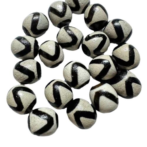 Naturlige tibetanske Agate Dzi Beads, Tibetansk agat, du kan DIY, sort, 14x15.50mm, Solgt af PC