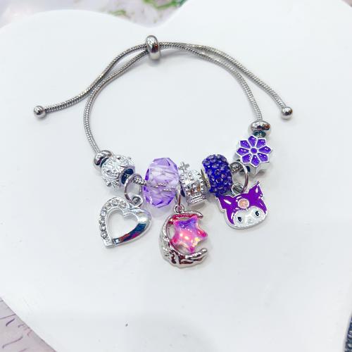 European Bracelet Zinc Alloy with 304 Stainless Steel Chain & Resin Adjustable & fashion jewelry & for woman platinum color Length Approx 16-26 cm Sold By PC