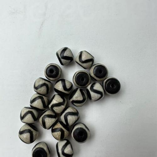 Natuurlijke Tibetaanse Agaat Dzi Beads, DIY, grijs, 11x12mm, Verkocht door PC