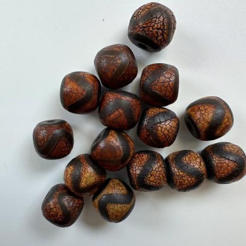 Naturlige tibetanske Agate Dzi Beads, Tibetansk agat, du kan DIY, rød, 12x10mm, Solgt af PC