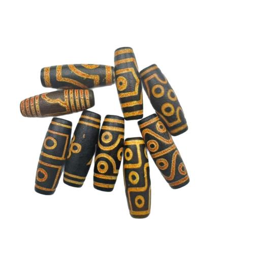 Naturlige tibetanske Agate Dzi Beads, Tibetansk agat, du kan DIY & forskellige design til valg, 14x40mm, Solgt af PC