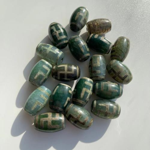 Natural Tibetan Agate Dzi Beads DIY green 14mm Sold By PC