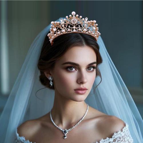 Bridal Tiaras Zinc Alloy with Plastic Pearl plated with rhinestone Sold By PC