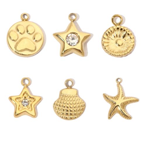 Stainless Steel Pendants 304 Stainless Steel Vacuum Ion Plating DIY & with rhinestone Sold By PC