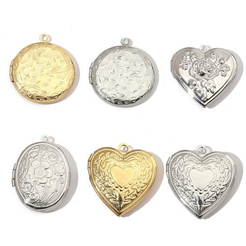 Fashion Locket Pendants 304 Stainless Steel Vacuum Ion Plating DIY Sold By PC