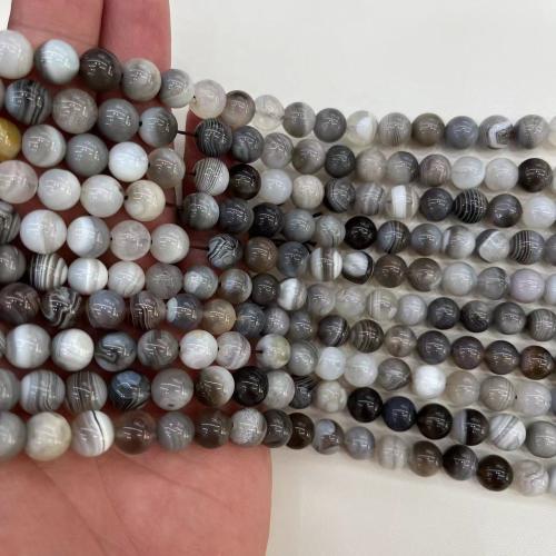 Natural Persian Gulf agate Beads Round DIY grey Sold By Strand