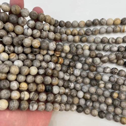 Gemstone Jewelry Beads Silver Leaf Jasper Round natural & DIY Sold By Strand