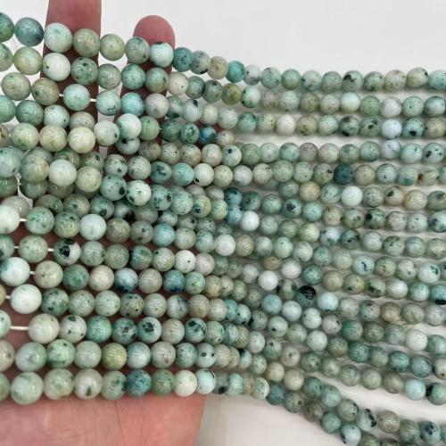 Gemstone Jewelry Beads Natural Stone Round natural & DIY dark green Sold By Strand