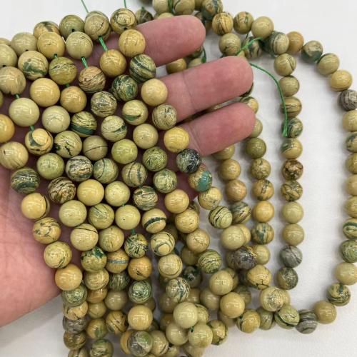 Gemstone Jewelry Beads Natural Stone Round natural & DIY green Sold By Strand