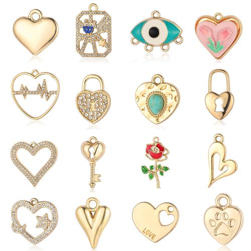 Zinc Alloy Rhinestone Pendler, guldfarve belagt, Anden figur til valg & du kan DIY & emalje & med rhinestone, flere farver til valg, nikkel, bly & cadmium fri, 10pc'er/Bag, Solgt af Bag