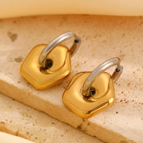 Stainless Steel Drop Earring 304 Stainless Steel Pentagon plated for woman Sold By Pair