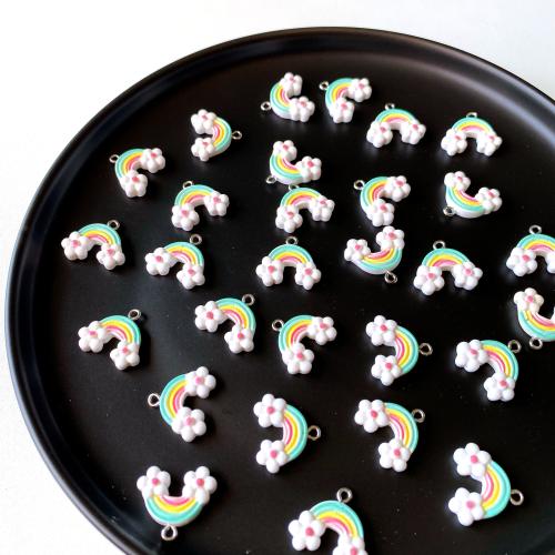 Resin Pendant Rainbow DIY multi-colored 20mm Sold By Bag