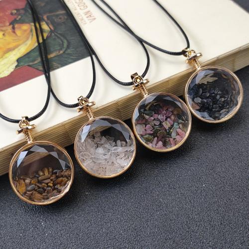 Gemstone Pendants Jewelry Natural Stone with Glass & Brass DIY Sold By PC