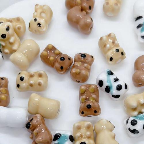 Contas de joias de porcelana, Urso, DIY, Mais cores pare escolha, 17.50x10mm, 100PCs/Bag, vendido por Bag