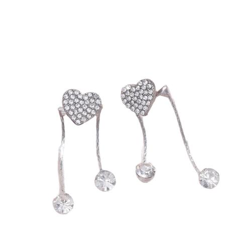 Boucles d'oreilles cristal, alliage de zinc, avec cristal, Placage, bijoux de mode & pour femme, argent, Vendu par paire