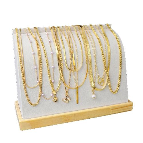 Zinc Alloy Jewelry Necklace with Crystal & Plastic Pearl plated 10 pieces & fashion jewelry & for woman golden Sold By Set