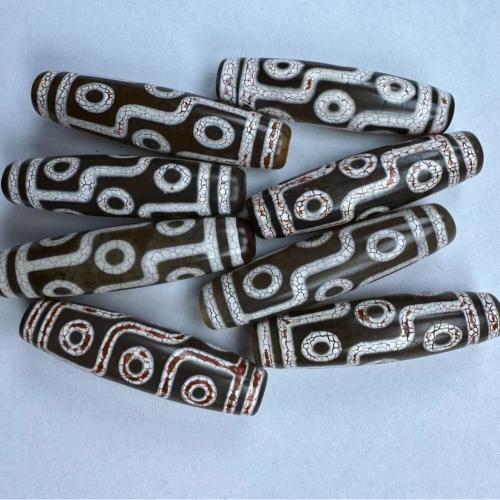 Ágata natural tibetano Dzi Beads, Ágata tibetana, DIY, preto, 14x55mm, vendido por PC