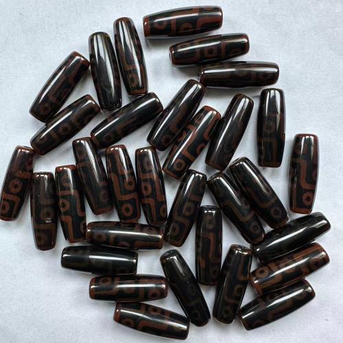 Naturlige tibetanske Agate Dzi Beads, Tibetansk agat, du kan DIY, rød, 10x30mm, Solgt af PC