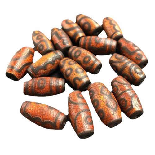 Naturlige tibetanske Agate Dzi Beads, Tibetansk agat, du kan DIY & forskellige design til valg, appelsin, 30x14mm, Solgt af PC