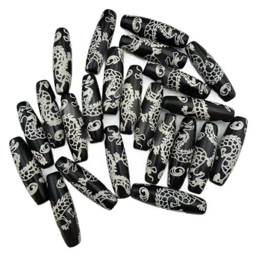 Natural Tibetan Agate Dzi Beads DIY black Sold By PC