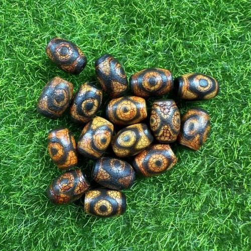 Naturlige tibetanske Agate Dzi Beads, Tibetansk agat, du kan DIY & forskellige design til valg, rød, 10x14mm, Solgt af PC