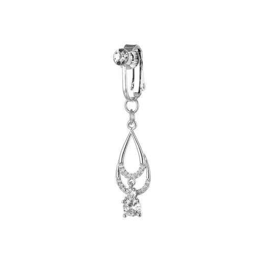 Brass Belly Ring Teardrop Unisex & micro pave cubic zirconia 60mm Sold By PC