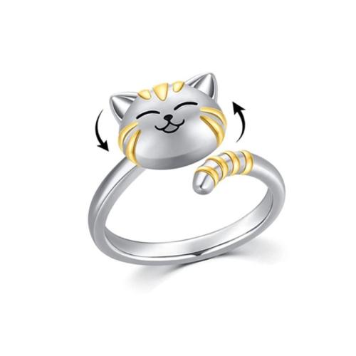 Zinc Alloy Cuff fingerring, Cat, forgyldt, mode smykker & for kvinde, Størrelse:6-8, Solgt af PC