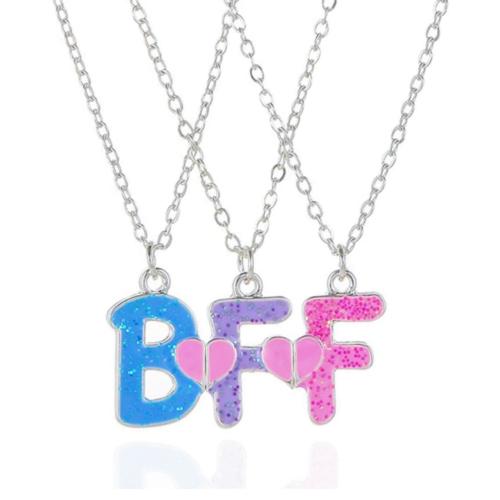 Zinc Alloy Children Necklace Alphabet Letter plated for children & enamel Length Approx 16-20 Inch Sold By PC