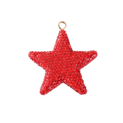 Rhinestone Pendant Clay with Rhinestone & Zinc Alloy Star DIY nickel lead & cadmium free 50mm Sold By Bag