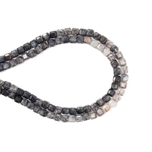 Rutilated Quartz Beads Square DIY black Sold Per Approx 38 cm Strand