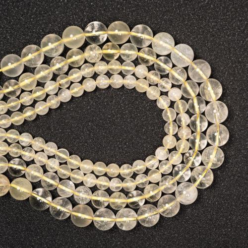 Lemon Quartz Bead, Runde, du kan DIY & forskellig størrelse for valg, gul, Solgt Per Ca. 38 cm Strand