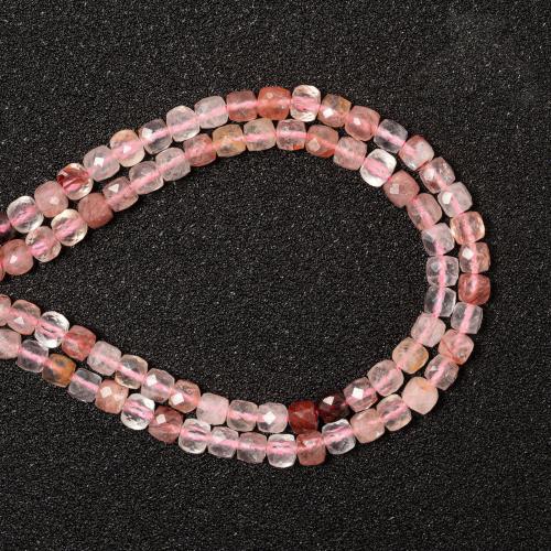 Gemstone Smycken Pärlor, Square, DIY, röd, 4x4mm, Såld Per Ca 38 cm Strand