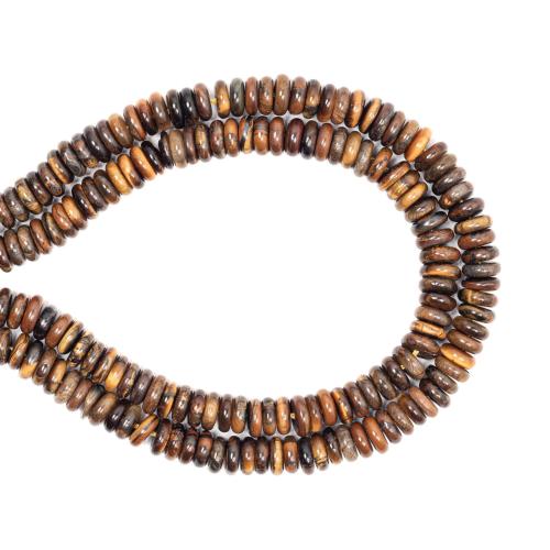 Tiger Eye Beads, Flad Rund, du kan DIY & forskellig størrelse for valg, gul, Solgt Per Ca. 38 cm Strand