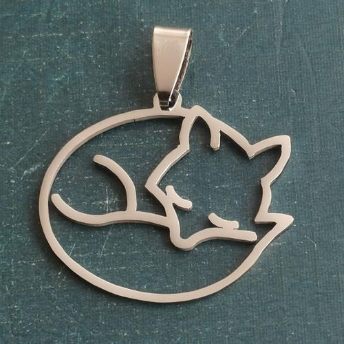 Titanium Steel Pendants Fox silver color plated DIY Sold By PC