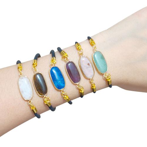 Gemstone Bracelets Natural Stone with Nylon Cord gold color plated & for woman Sold By PC