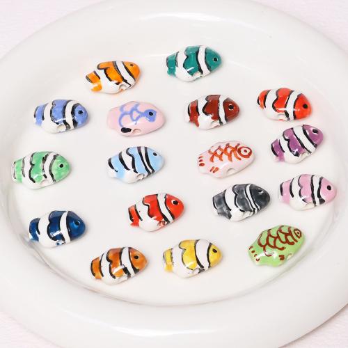 Contas de joias de porcelana, Peixe, DIY, Mais cores pare escolha, 18.60x13mm, Buraco:Aprox 3mm, 100PCs/Bag, vendido por Bag